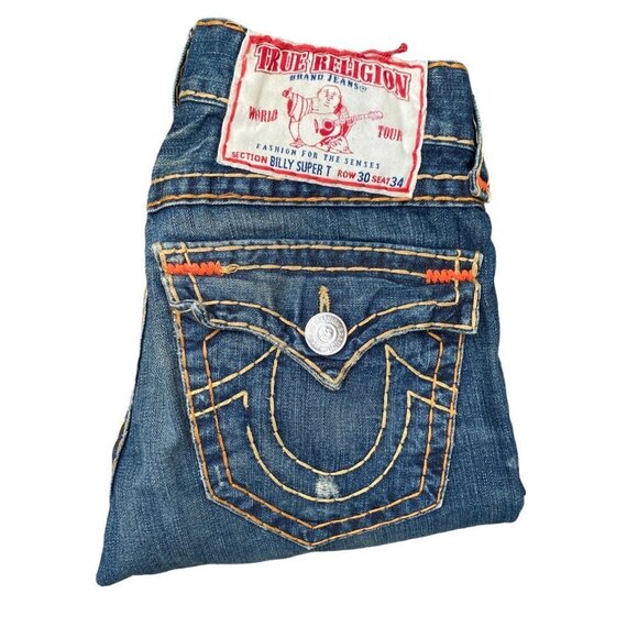 Vintage True Religion Jeans Size 30 BILLY SUPER T Blue - Picture 3 of 7
